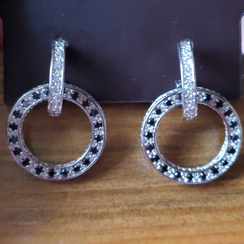 Sterling Silver 925 CZ circle dangle Lovely earrings